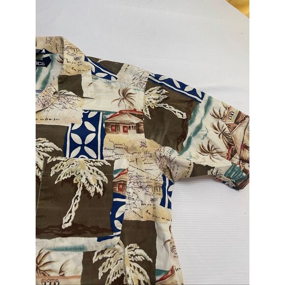 Nautica Men’s Vintage 90s Hawaiian Camp Short Sleeve Button Up Shirt Size Medium - Picture 2 of 6